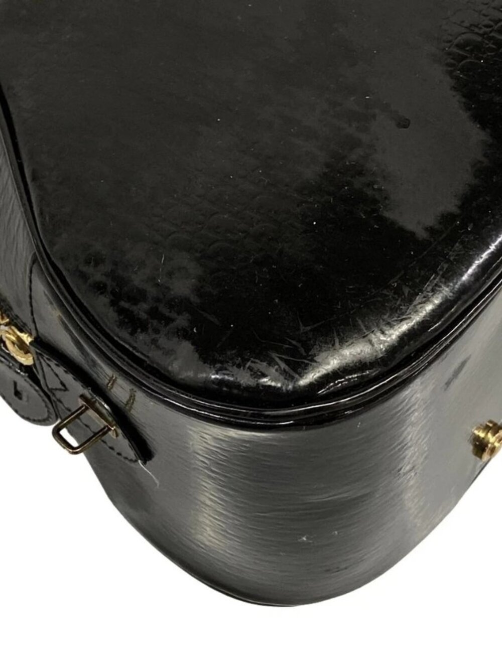 DIOR/ChristianDior Double Saddle Bag Black Patent Leather Handbag - Picture 6 of 15